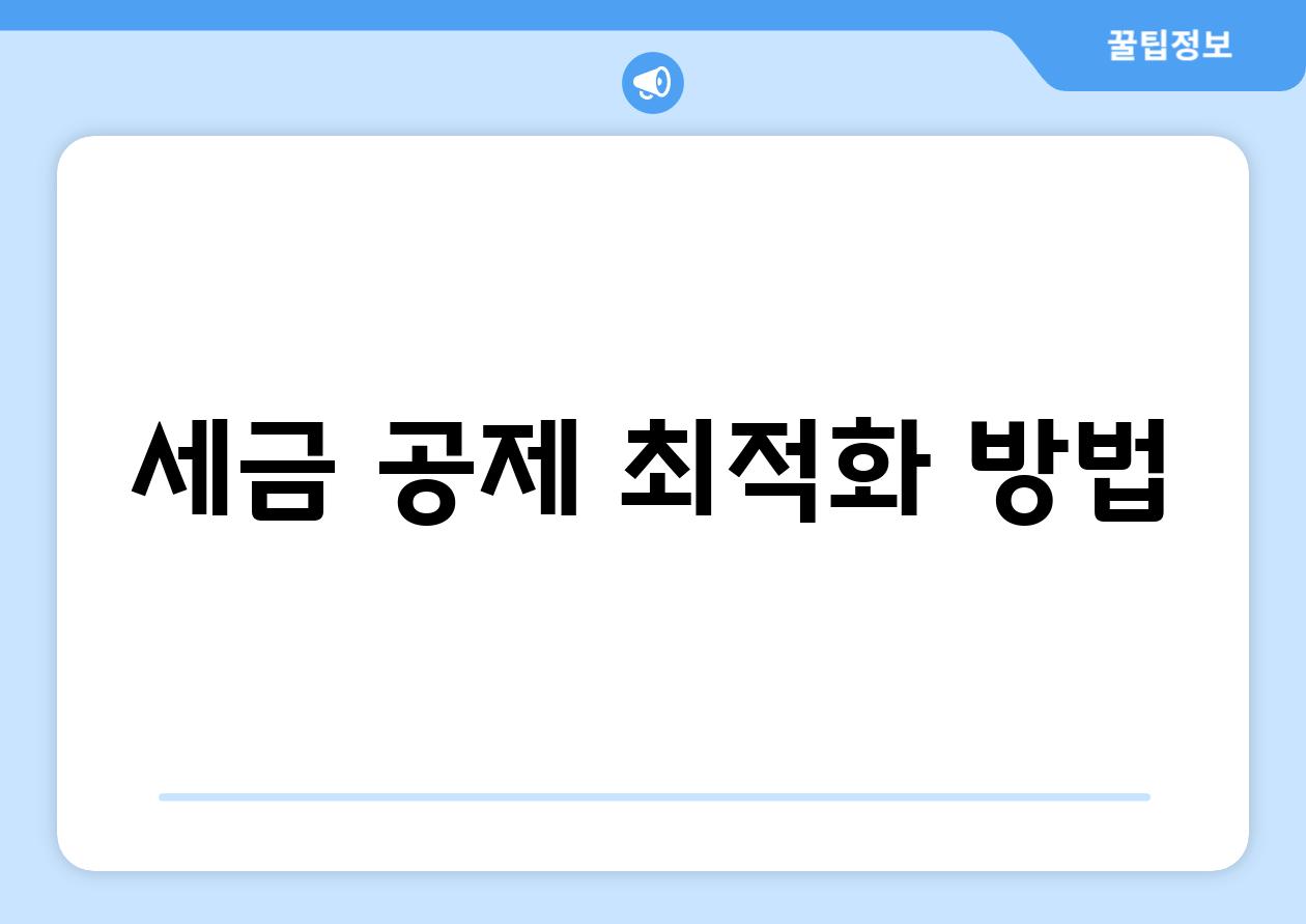 세금 공제 최적화 방법