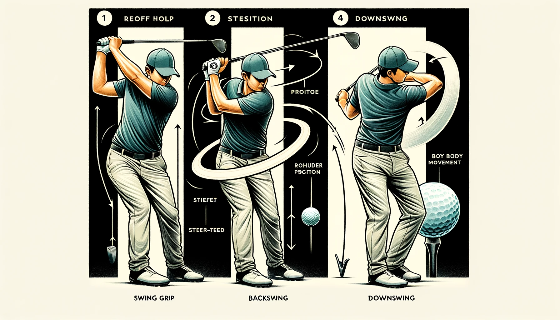 골프 스윙 기술의 기초: 초보자를 위한 완벽한 안내서 - 스윙 그립&#44; 자세와 포지션&#44; 백스윙과 다운스윙&#44; 몸의 움직임