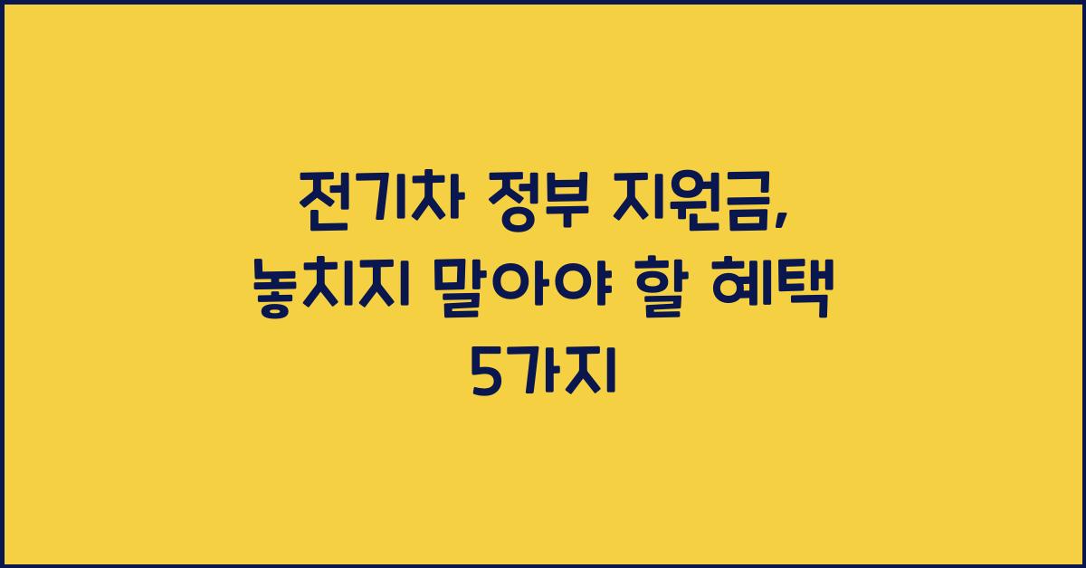 전기차 정부 지원금