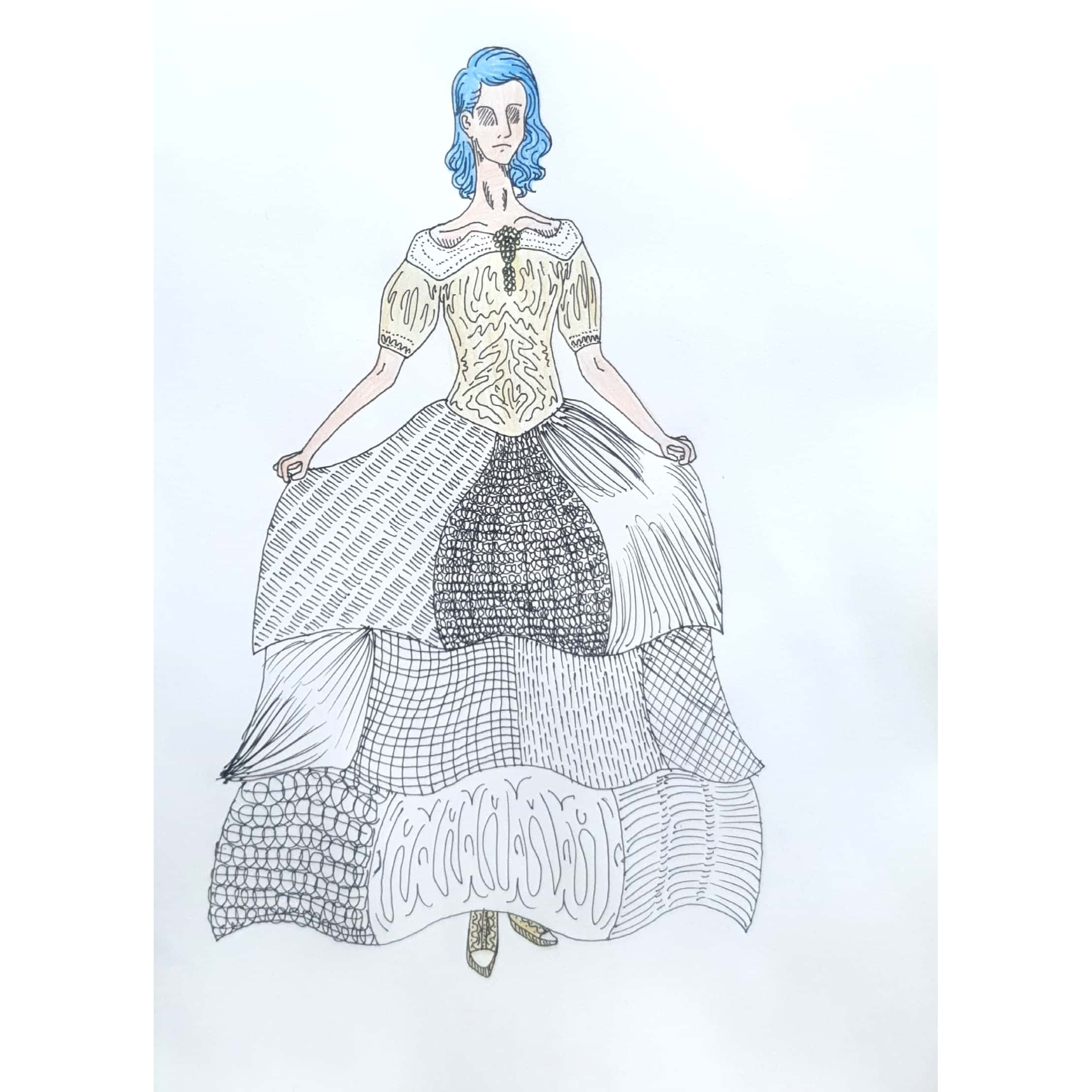  Patchwork Dress 패치워크 드레스 / 일러스트 그림 드로잉 / 옷 그리기