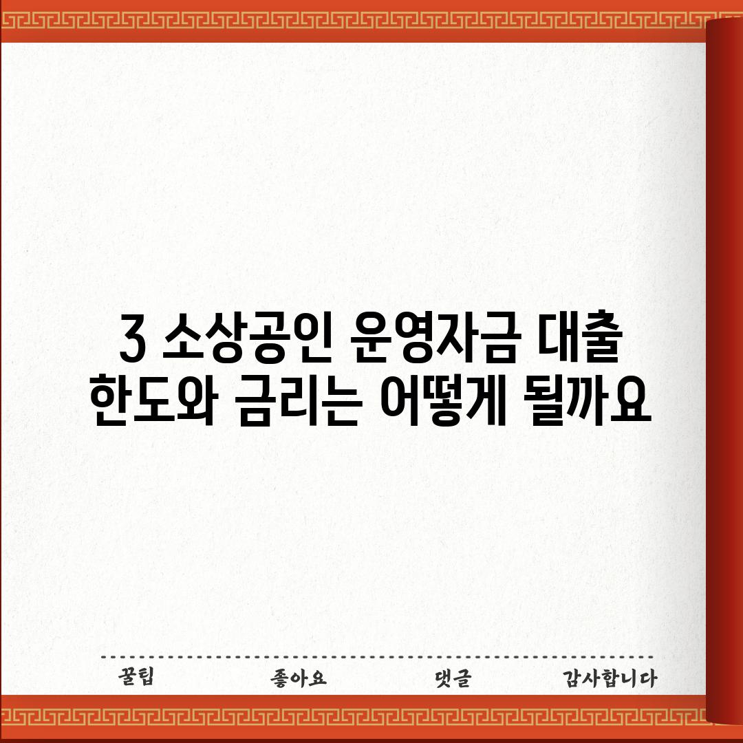 3. 소상공인 운영자금 대출 한도와 금리는 어떻게 될까요?