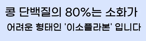  콩 단백질의 80%는 소화가 어려운 형태인 '이소플라본' 입니다
