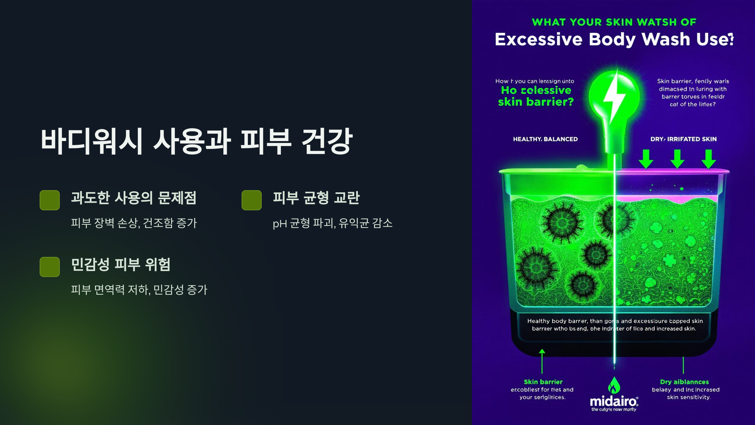 바디워시 사용과 피부 건강을 설명한 PPT 이미지