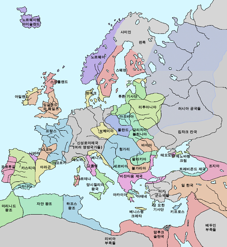 1328년 유럽대륙과 지중해영역