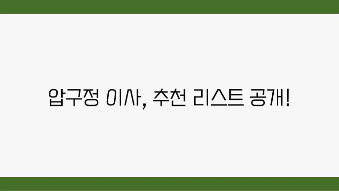 서울시 강남구 압구정동 이삿짐센터 추천
