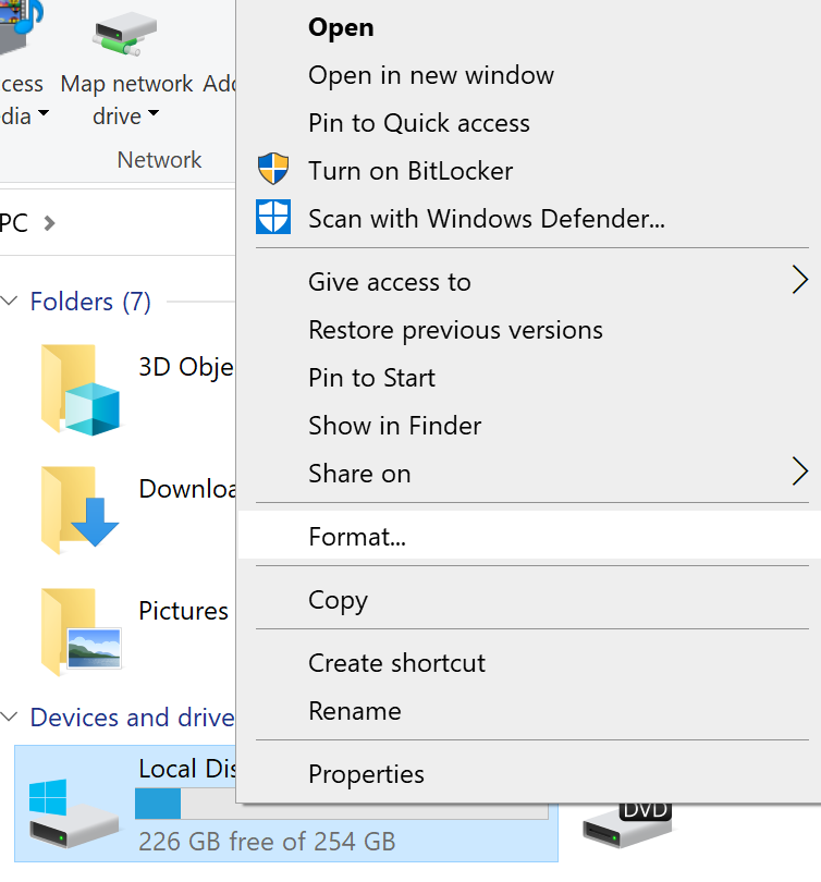 윈도우 디스크 포맷