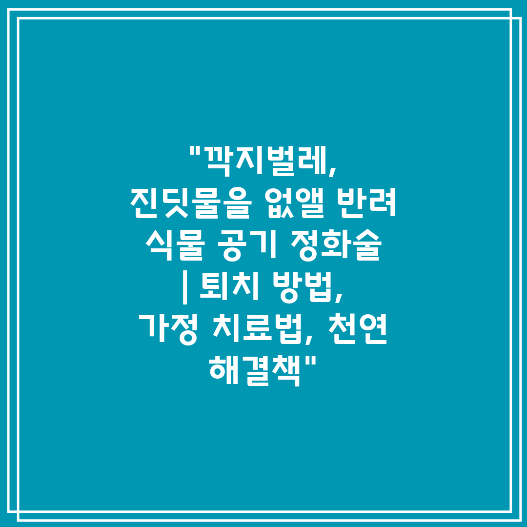 깍지벌레, 진딧물을 없앨 반려 식물 공기 정화술  퇴치