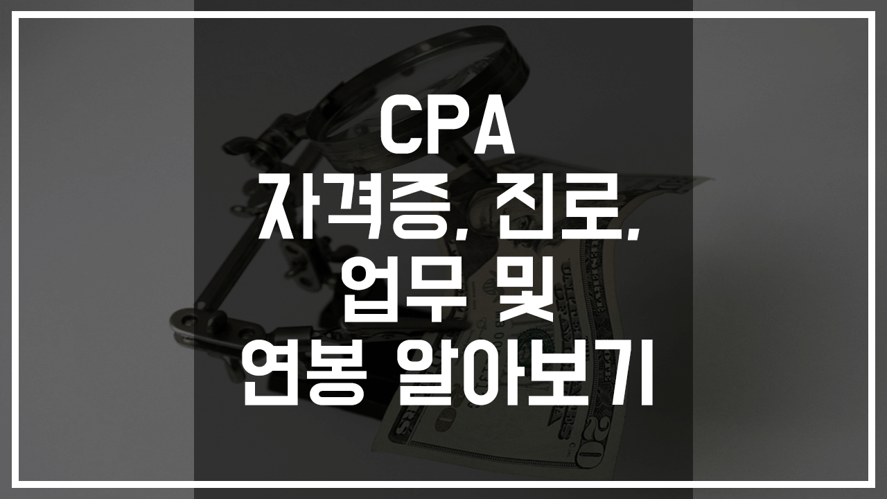 CPA 공인회계사 자격증&#44; 업무&#44; 연봉 알아보기