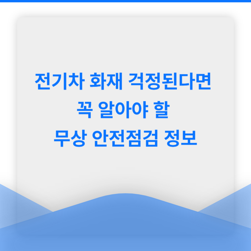 전기차 화재 걱정된다면 꼭 알아야 할 무상 안전점검 정보