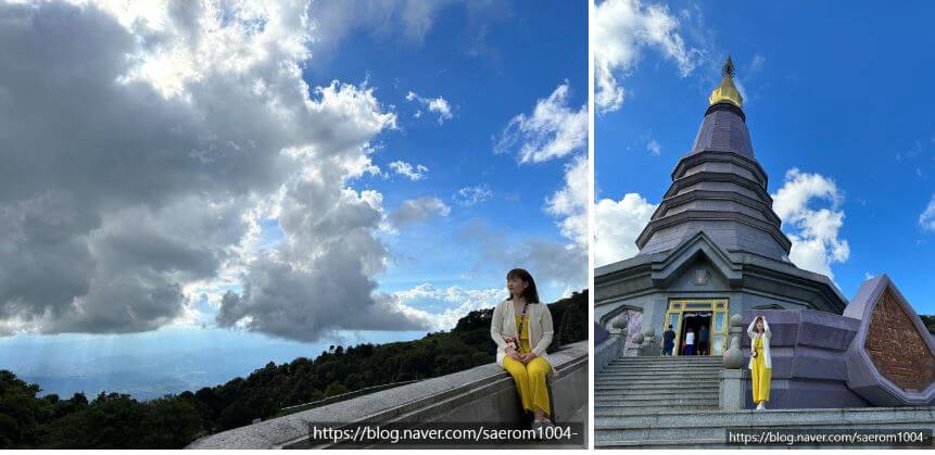 왕 왕비 장수 기념탑 가서 구름과 찍은 사진
