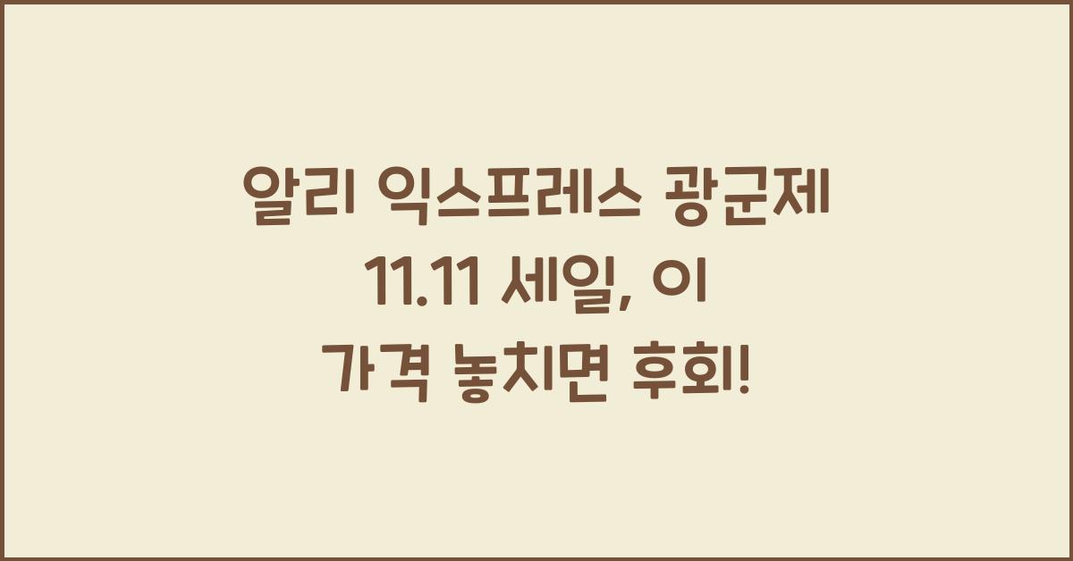 알리 익스프레스 광군제 11.11 세일