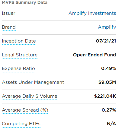 MVPS ETF 기본정보 요약표