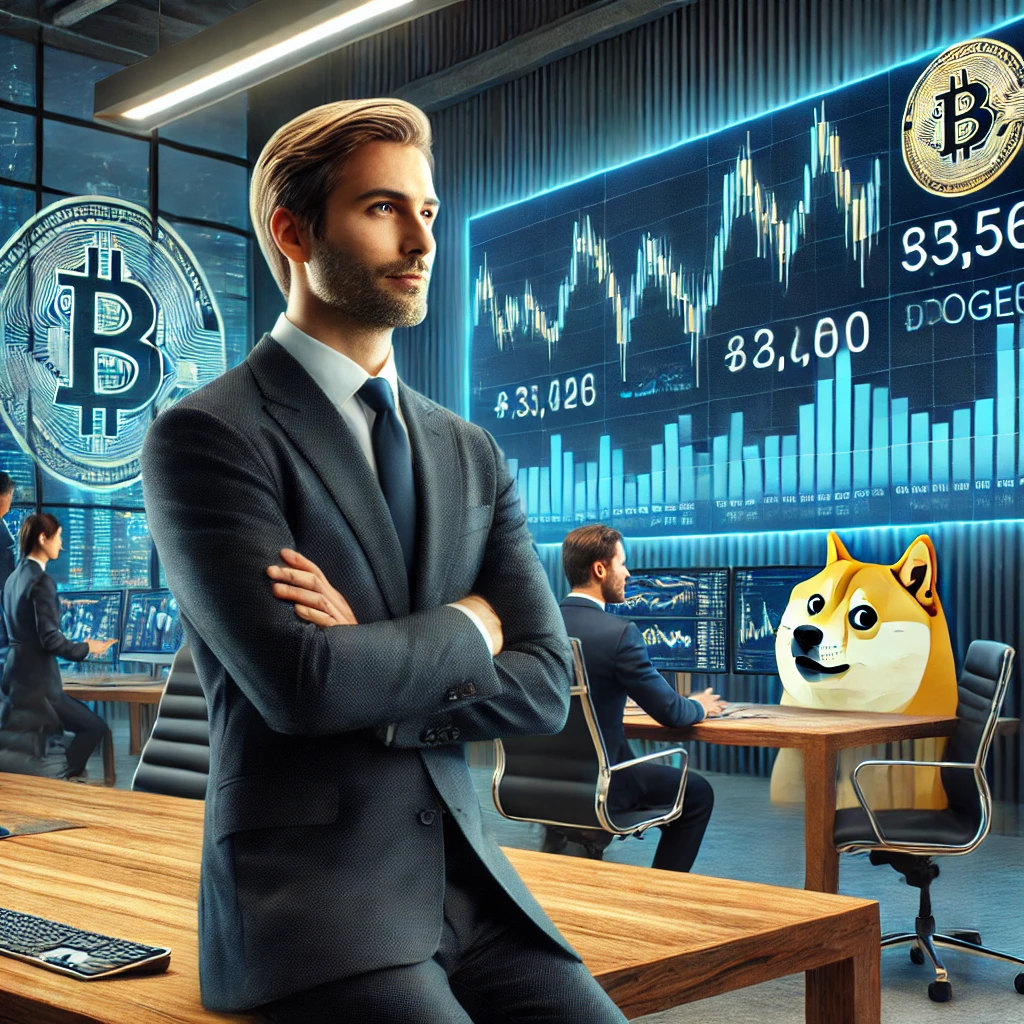 비트코인과 도지코인 시장을 분석하는 성공한 CEO 