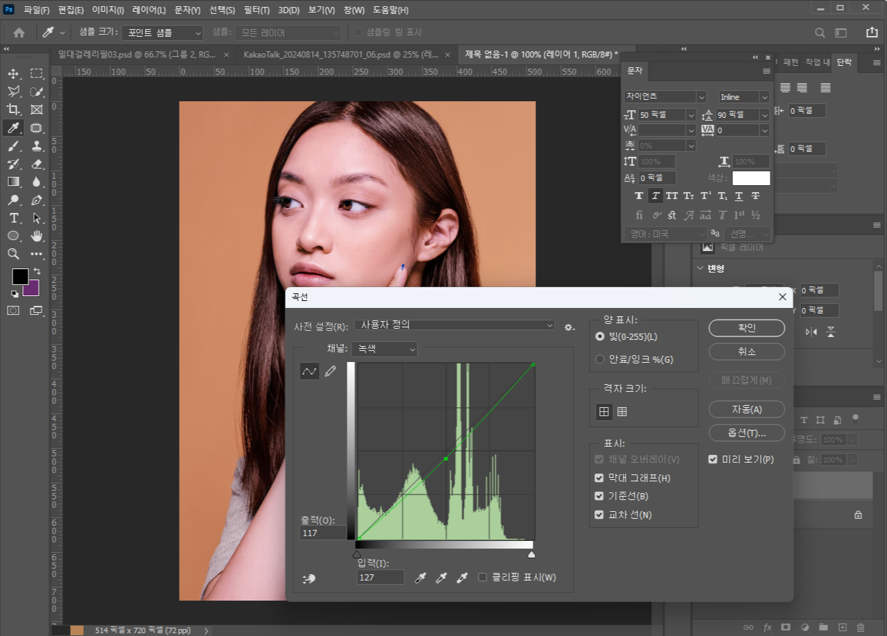 포토샵 곡선으로 밝고 생기있는 피부색 보정하기 16