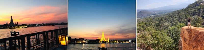 태국 방콕의 왓아룬과 태국 북부의 빠이캐년