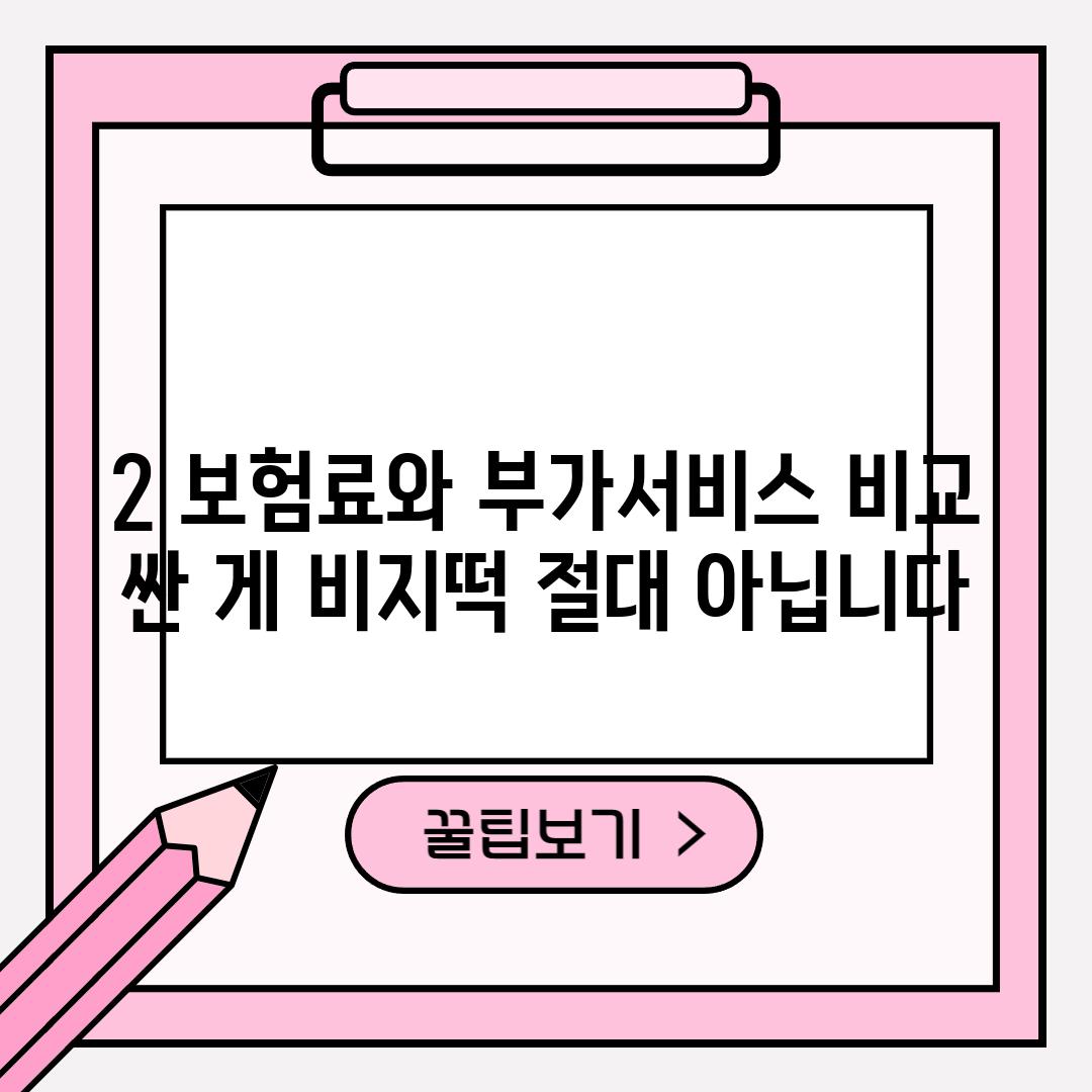 2. 보험료와 부가서비스 비교: 싼 게 비지떡? 절대 아닙니다!