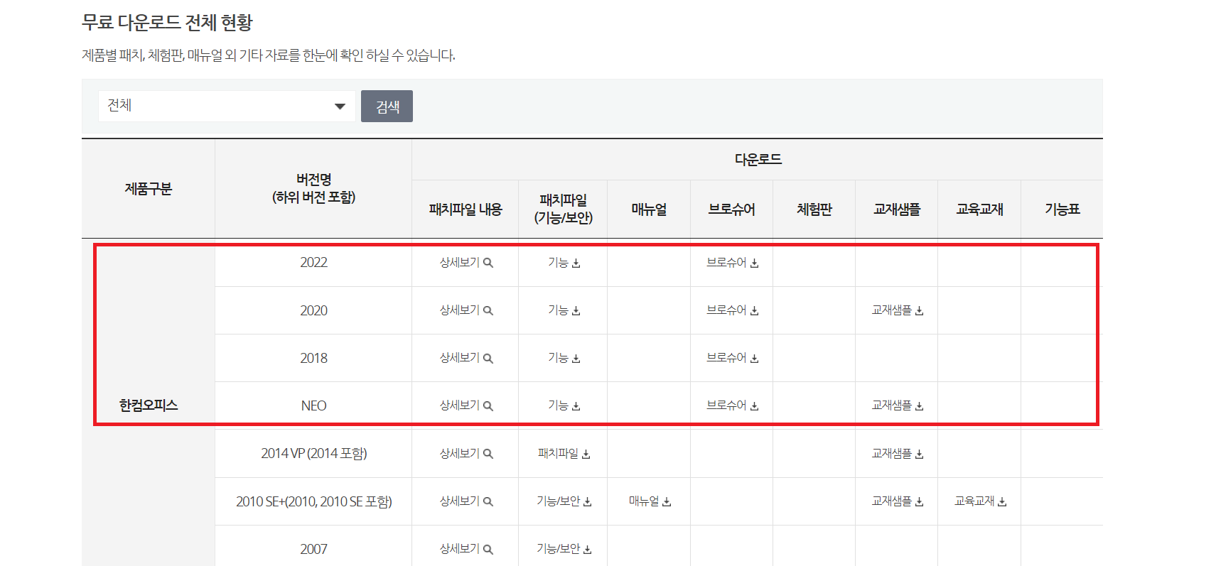 한컴오피스 2020 체험판