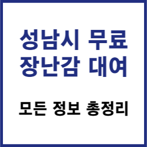 성남시 무료 장난감 대여 서비스 정리