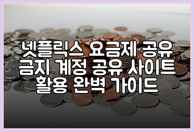 넷플릭스 요금제 공유 금지 계정 공유 사이트 활용 완벽 가이드