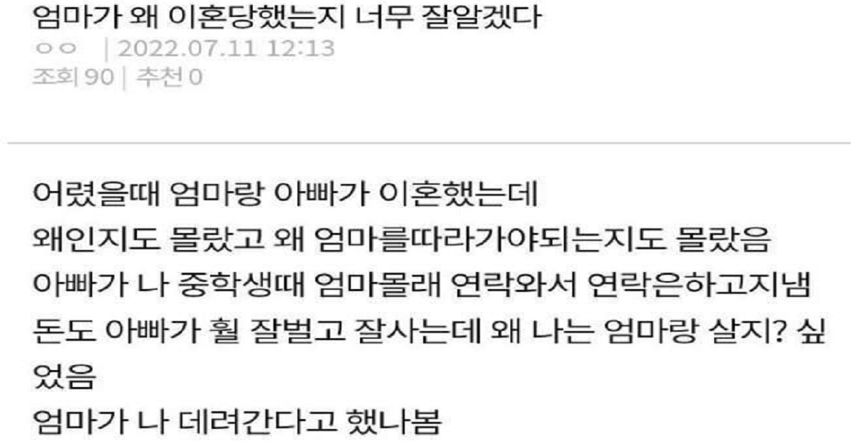 엄마가 왜 이혼당했는지 알겠어요pann