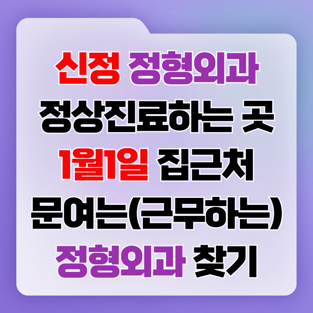 신정 정형외과 정상진료하는 곳, 1월 1일 집근처 문여는(근무하는) 정형외과 찾기