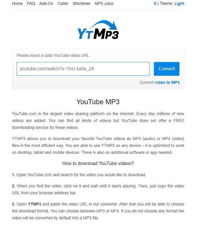 YTMP3 사용 방법