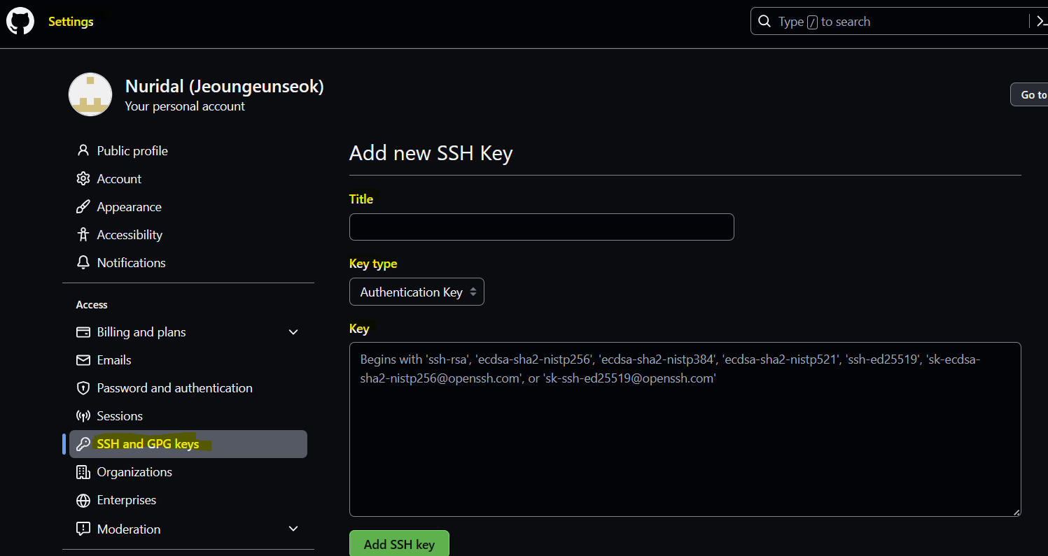 github add SSH key