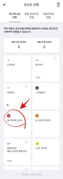 포인트전환-OK캐쉬백포인트