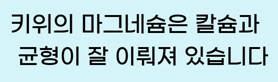  키위의 마그네슘은 칼슘과 균형이 잘 이뤄져 있습니다