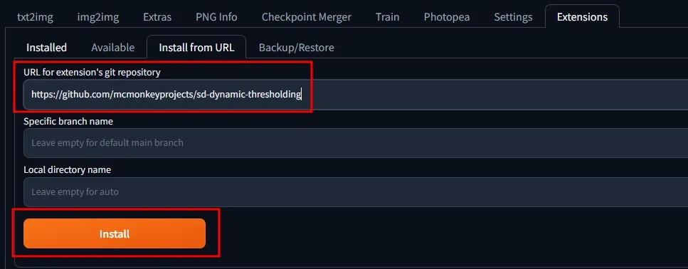 Dynamic thresholding 확장기능 설치하기