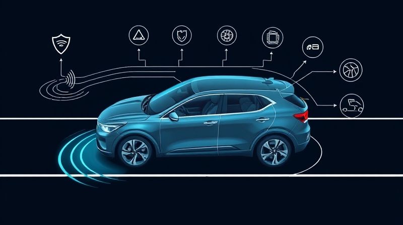 2024 기아 EV5의 첨단 안전 및 ADAS 기능을 상징하는 그림
