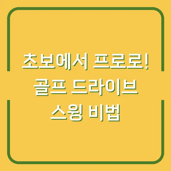 초보에서 프로로! 골프 드라이브 스윙 비법