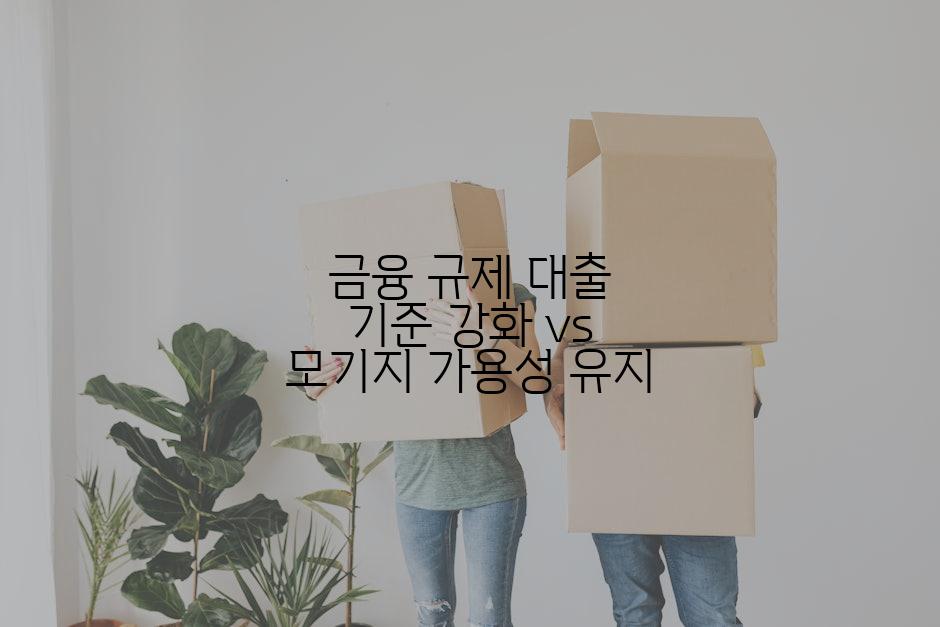 금융 규제 대출 기준 강화 vs 모기지 가용성 유지