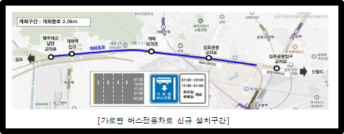 가로변 버스전용차로 신규 설치구간
