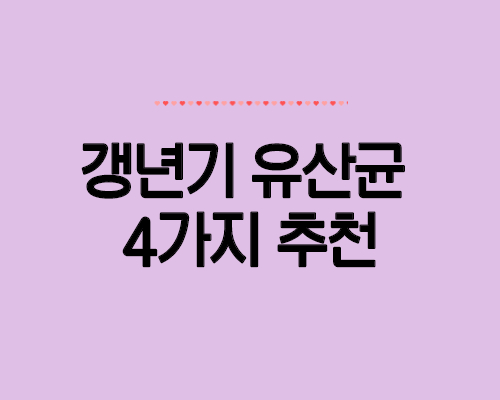  갱년기 유산균 4가지 추천