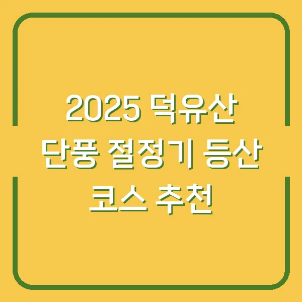 2025 덕유산 단풍 절정기 등산 코스 추천