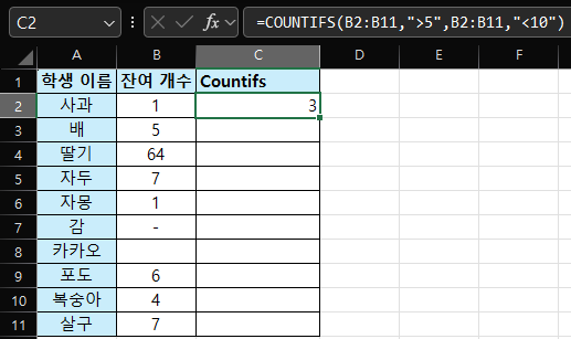 Countifs 예시