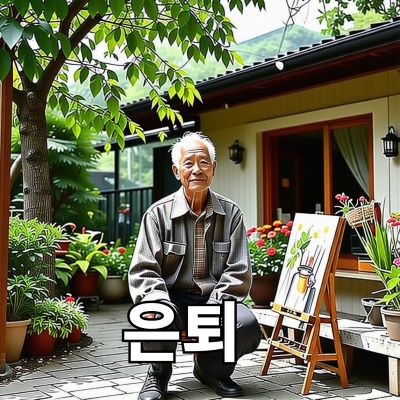 노인이 마당에 앉아있는 모습