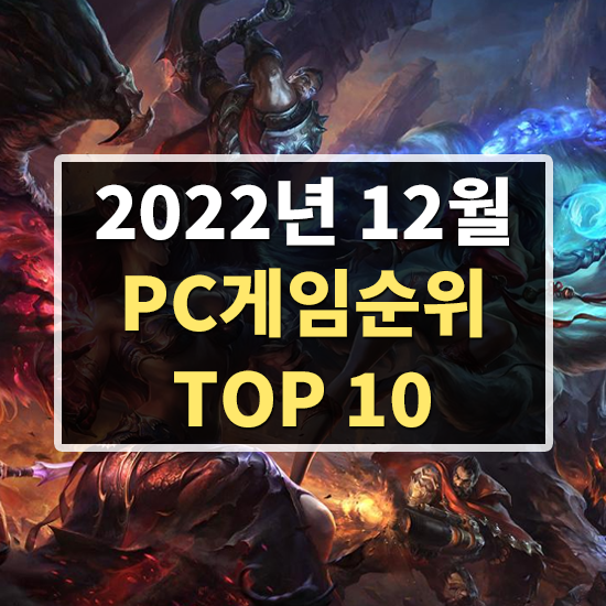  [2022년 12월] PC 게임순위 TOP 10 알아보기 , 리그오브레전드 , 피파온라인4 , 오버워치 , 서든어택 , 발로란트 , 배틀그라운드 순위 알아보기