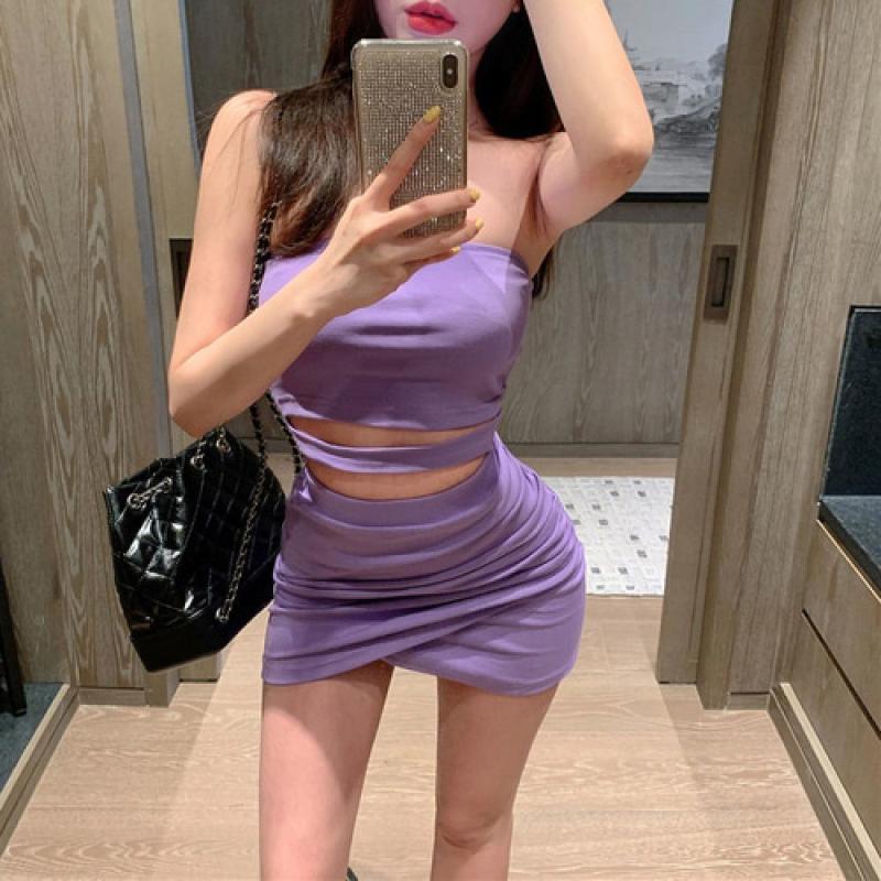 로필 튜브탑 셔링랩미니스커트 코디세트