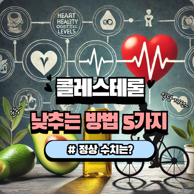 콜레스테롤 낮추는 방법 5가지를 소개하는 썸네일 이미지