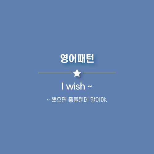  I wish ~ : 나는 ~ 했었으면 좋을텐데. 영어로.