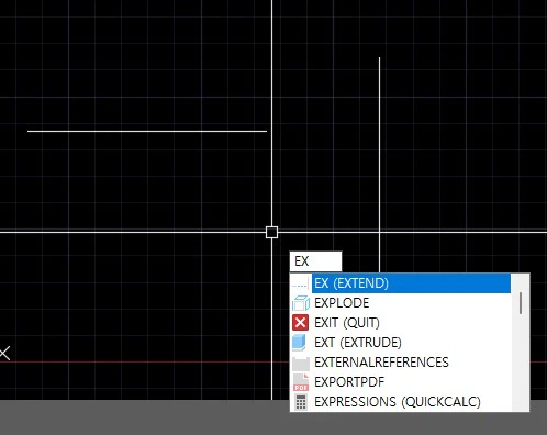 단축키 EX 입력 후 스페이스바 또는 엔터키를 누릅니다.