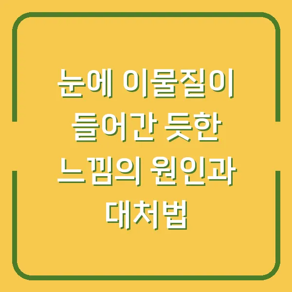 눈에 이물질이 들어간 듯한 느낌의 원인과 대처법