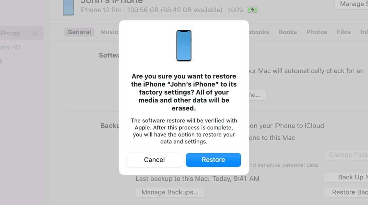 아이폰 복원 화면
