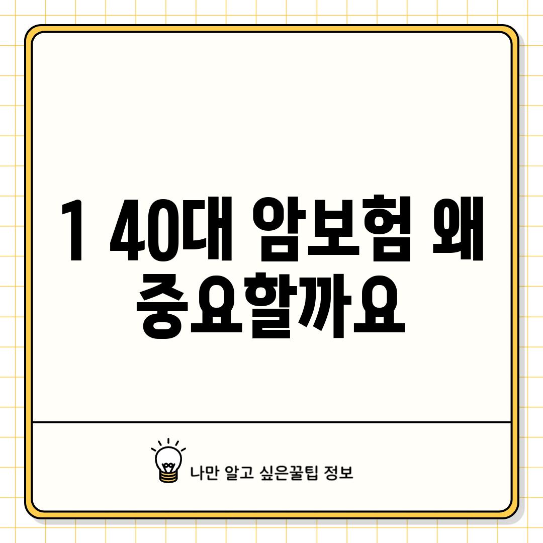 1. 40대 암보험, 왜 중요할까요?