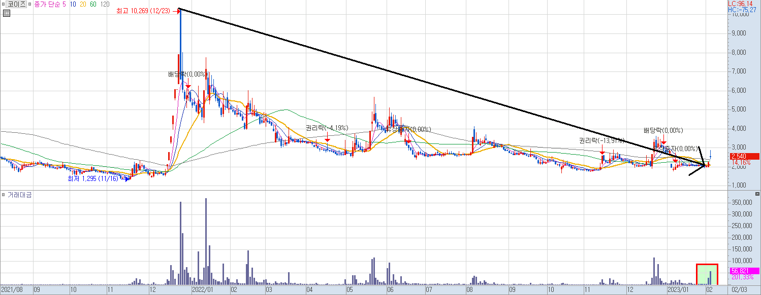 코이즈 일봉 차트