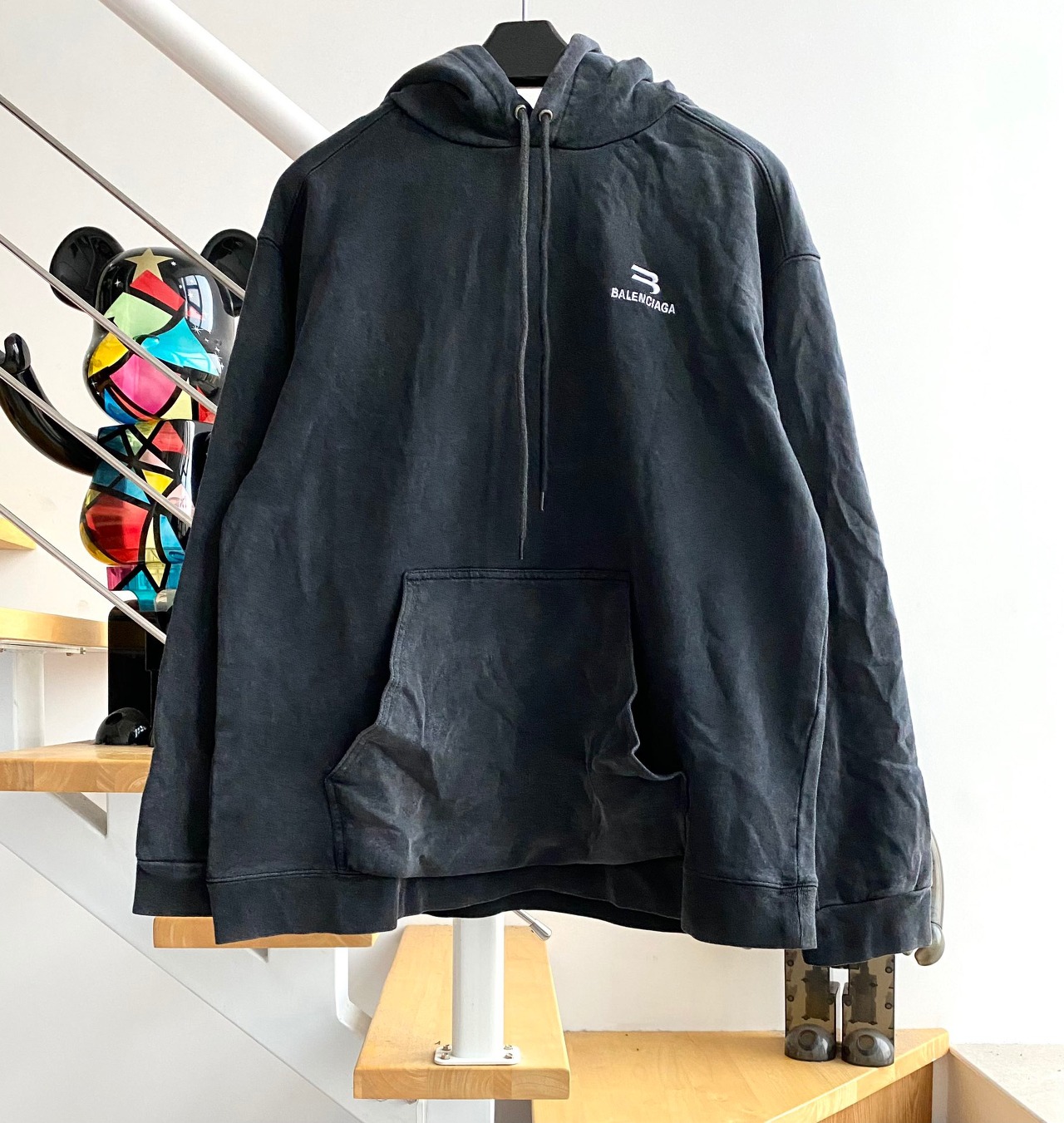  [BALENCIAGA] 발렌시아가 스폰서 B 스웨트 셔츠 후드 티셔츠 600583 TLVA1 1070