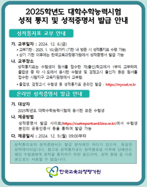 성적표 발급 방법