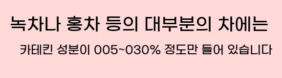  녹차나 홍차 등의 대부분의 차에는 카테킨 성분이 005~030% 정도만 들어 있습니다